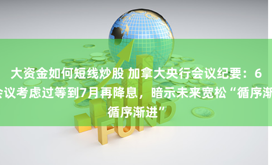 大资金如何短线炒股 加拿大央行会议纪要：6月会议考虑过等到7月再降息，暗示未来宽松“循序渐进”