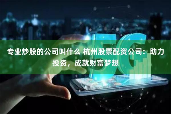 专业炒股的公司叫什么 杭州股票配资公司：助力投资，成就财富梦想